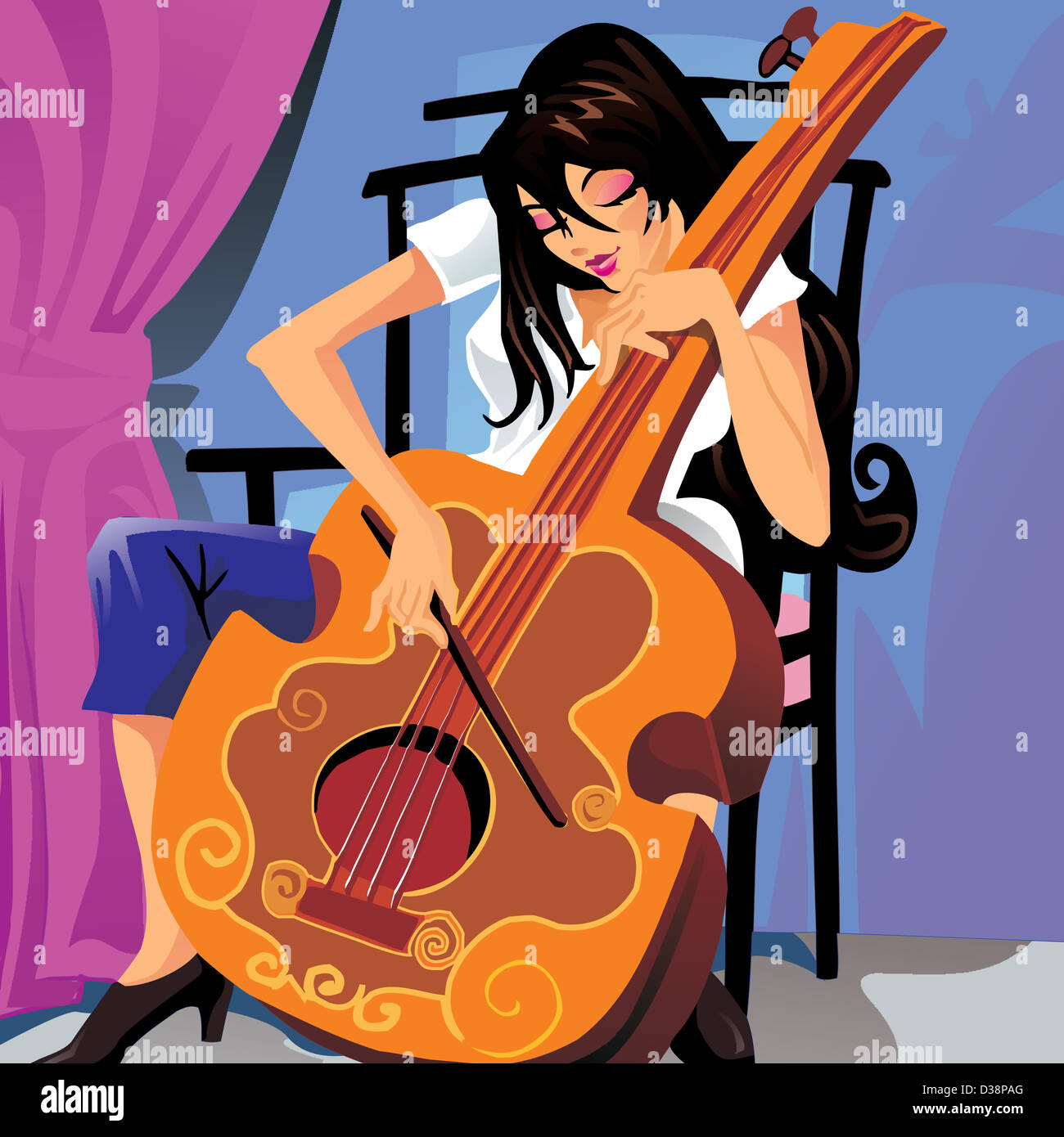 Frau spielt ein cello Stockfoto