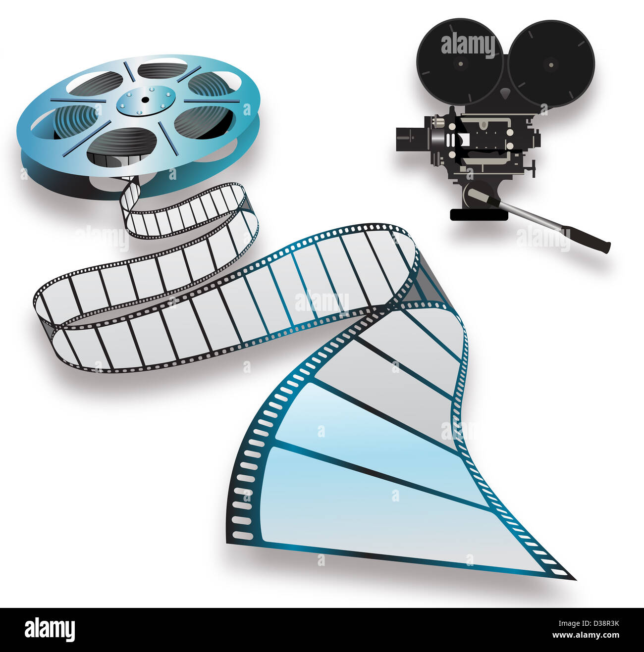 Nahaufnahme einer Filmrolle und Kamera Stockfoto