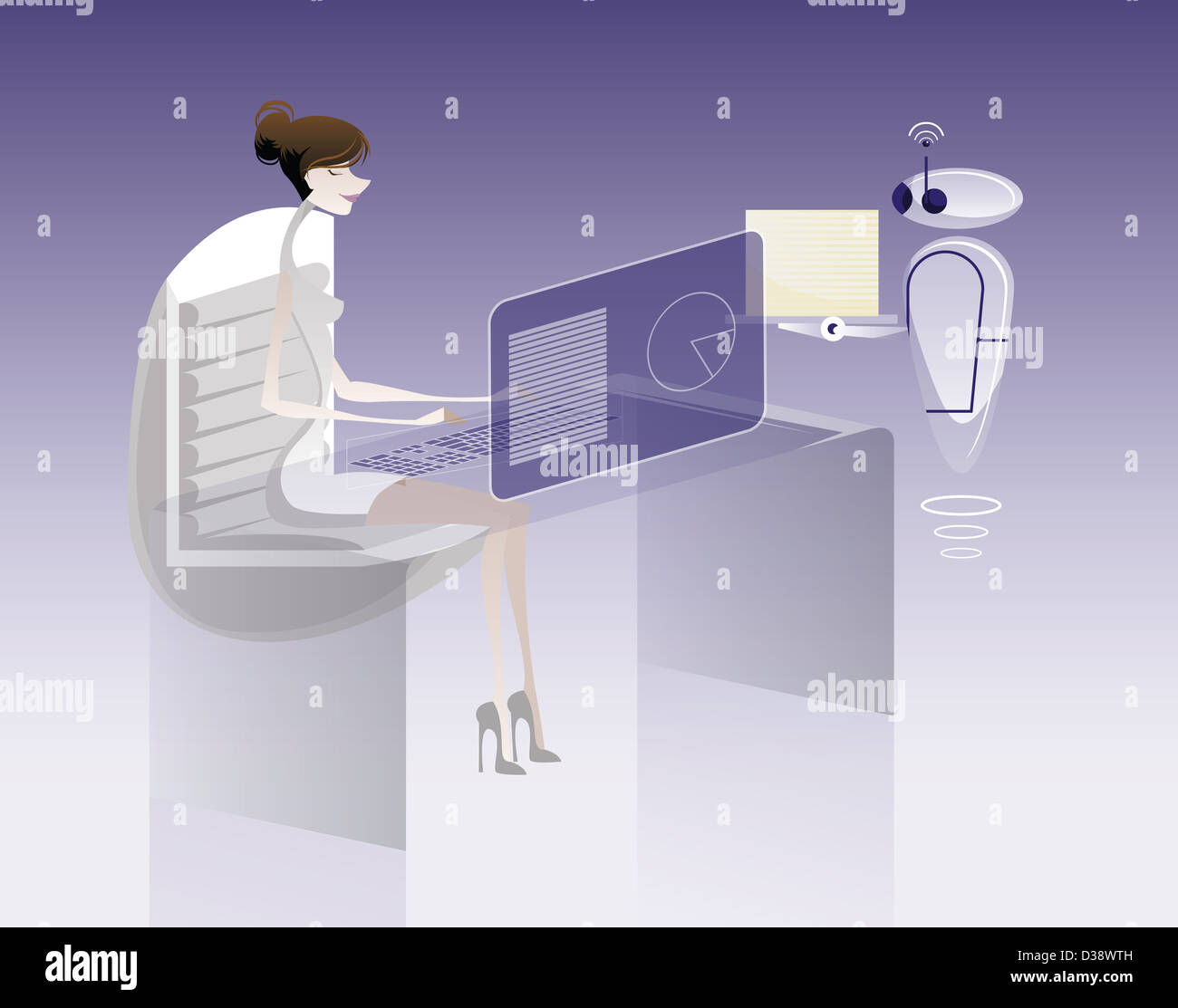 Geschäftsfrau, die Analyse eines Berichts in einem Büro Stockfoto