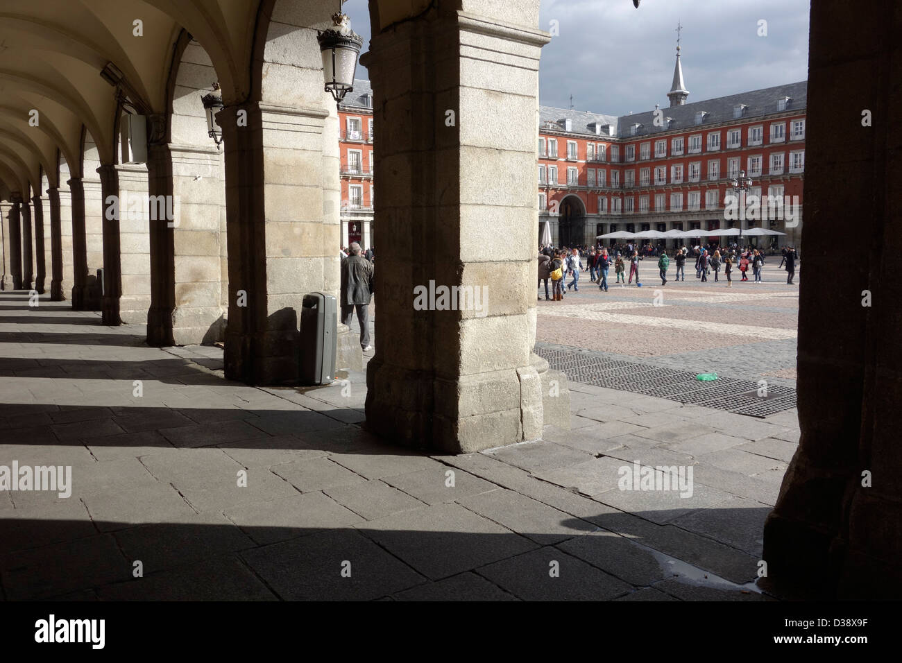 Plaza Mayor Madrid Spanien Bogen Bögen Stockfoto