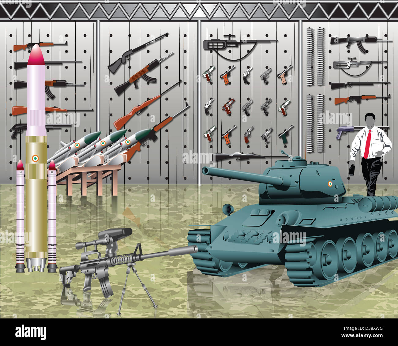 Waffen in einer Munitionsfabrik Stockfoto
