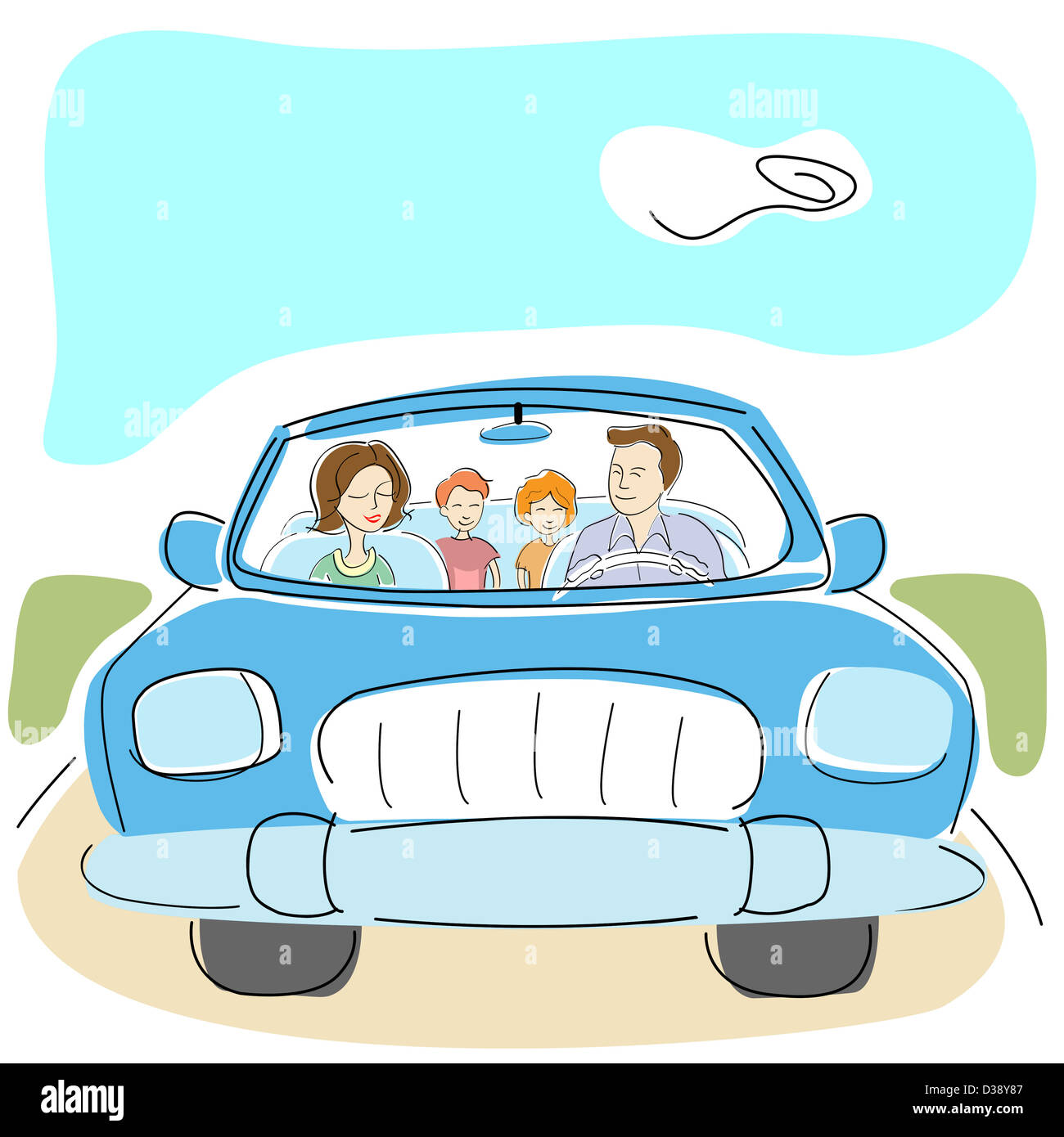 Familie im Auto unterwegs Stockfoto