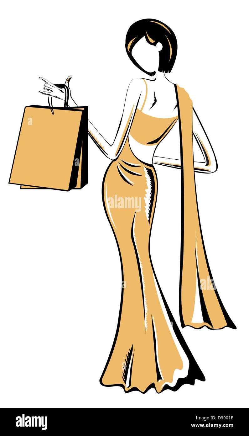 Frau mit Einkaufstüten Stockfoto