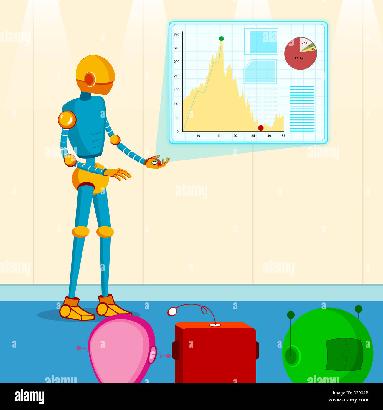 Roboter, die eine geschäftliche Präsentation Stockfoto