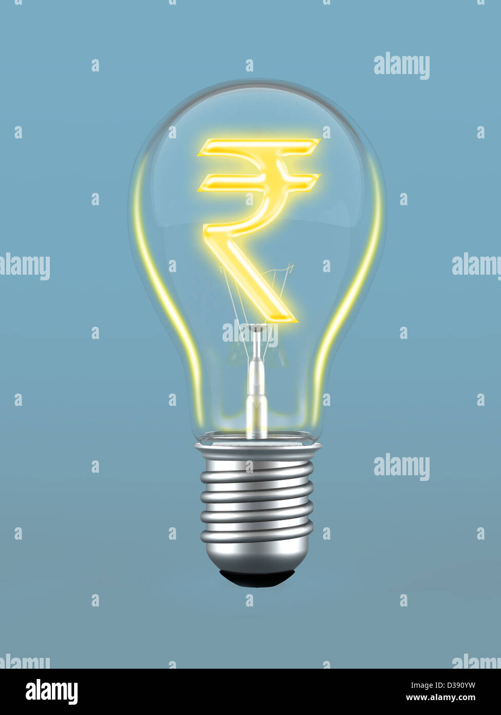 Indischer Währungssymbol in einer Glühbirne Stockfoto