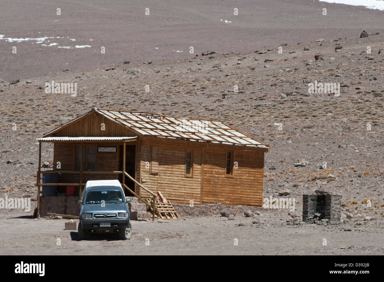 Refugio CONAF De La Laguna Santa Rosa Parque Nacional Nevado Tres Cruces hohen Anden Chile Südamerika Stockfoto