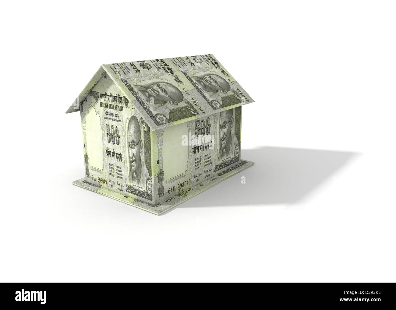 Haus aus indischen Geldscheine Stockfoto