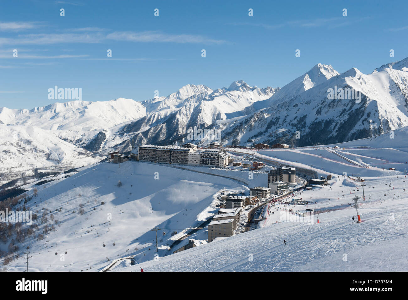 Saint-Lary 1700, Station de Ski von Saint-Lary soulAnd, Bergdorf der französischen Pyrenäen Stockfoto