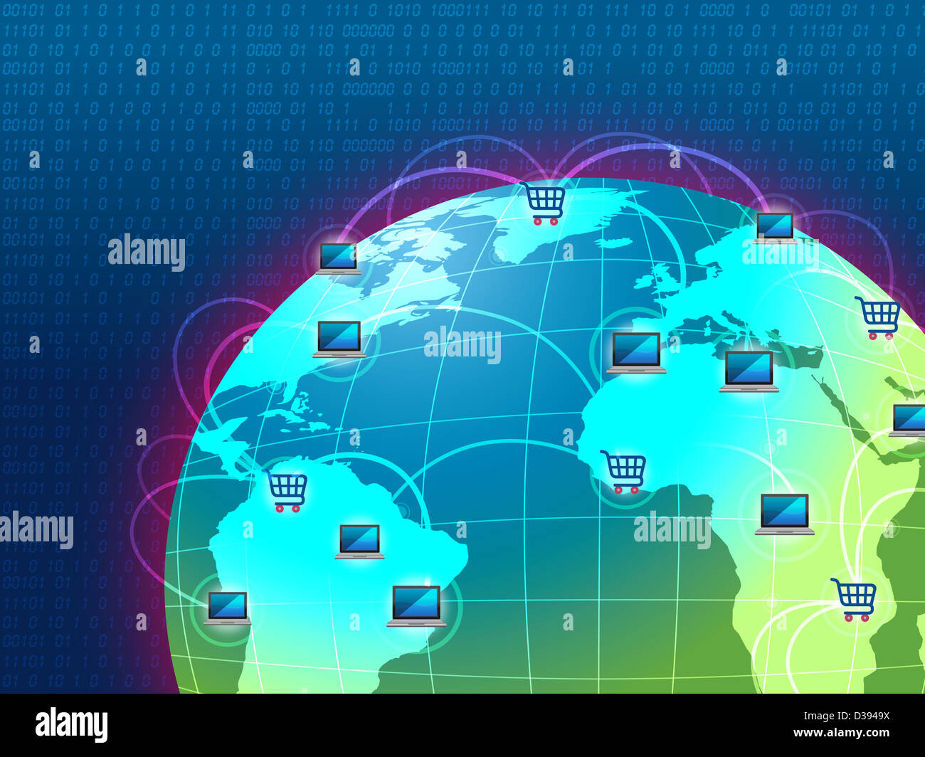 Konzept der globalen e-Commerce - Online-shopping Stockfoto