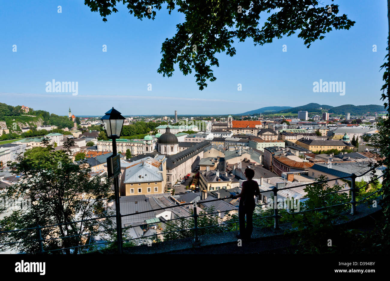 Österreich, Salzburg, Blick über die Dächer von Innere Stadt von Kapuzinerberg, Kapuziner Hill Stockfoto