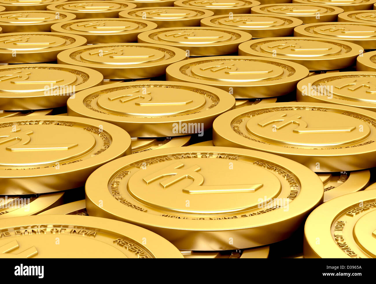 Nahaufnahme des indischen Goldmünzen Stockfoto