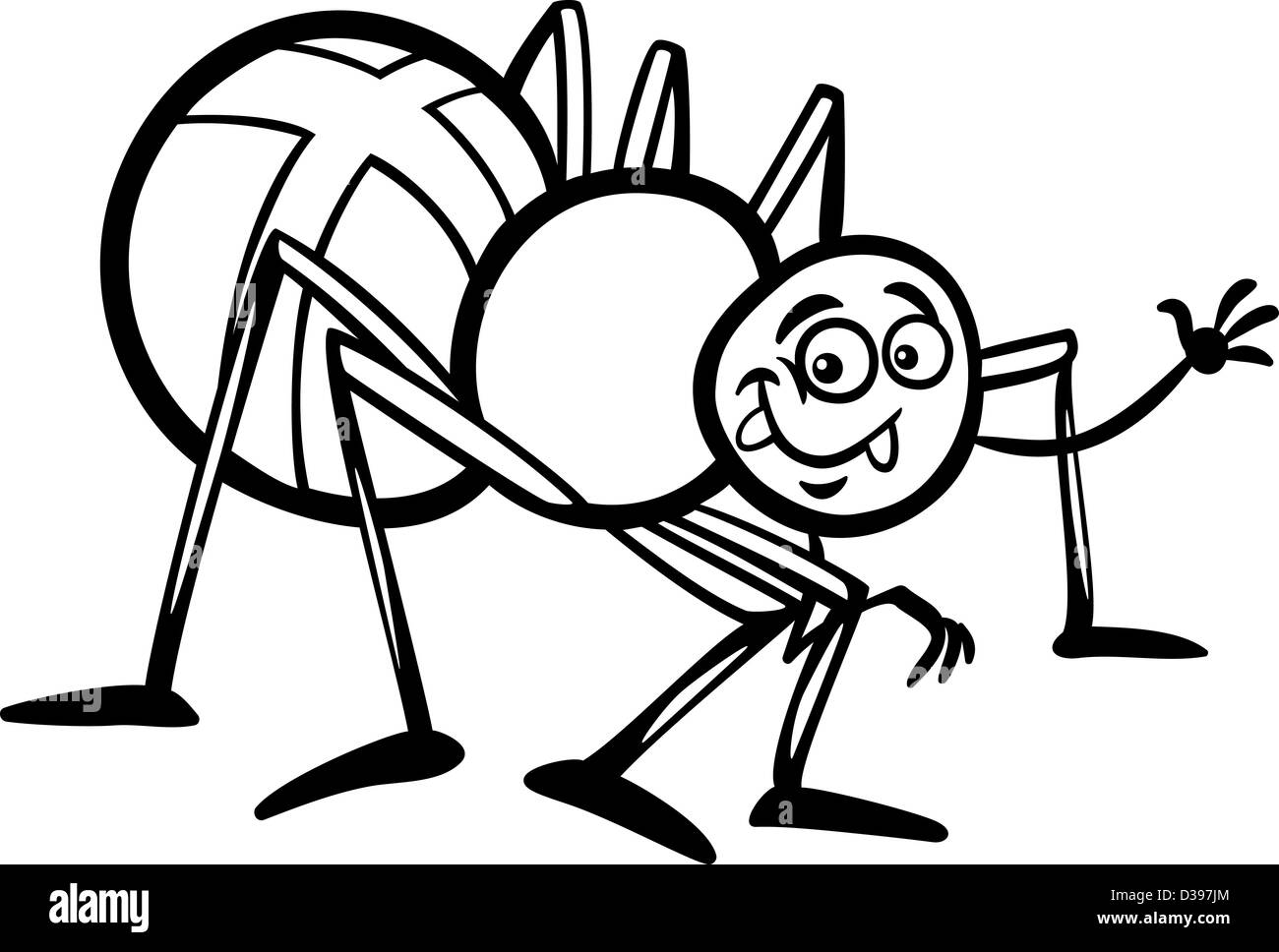 Schwarz / Weiß Cartoon Illustration lustig Kreuz Spinne Insekt zum Malbuch Stockfoto