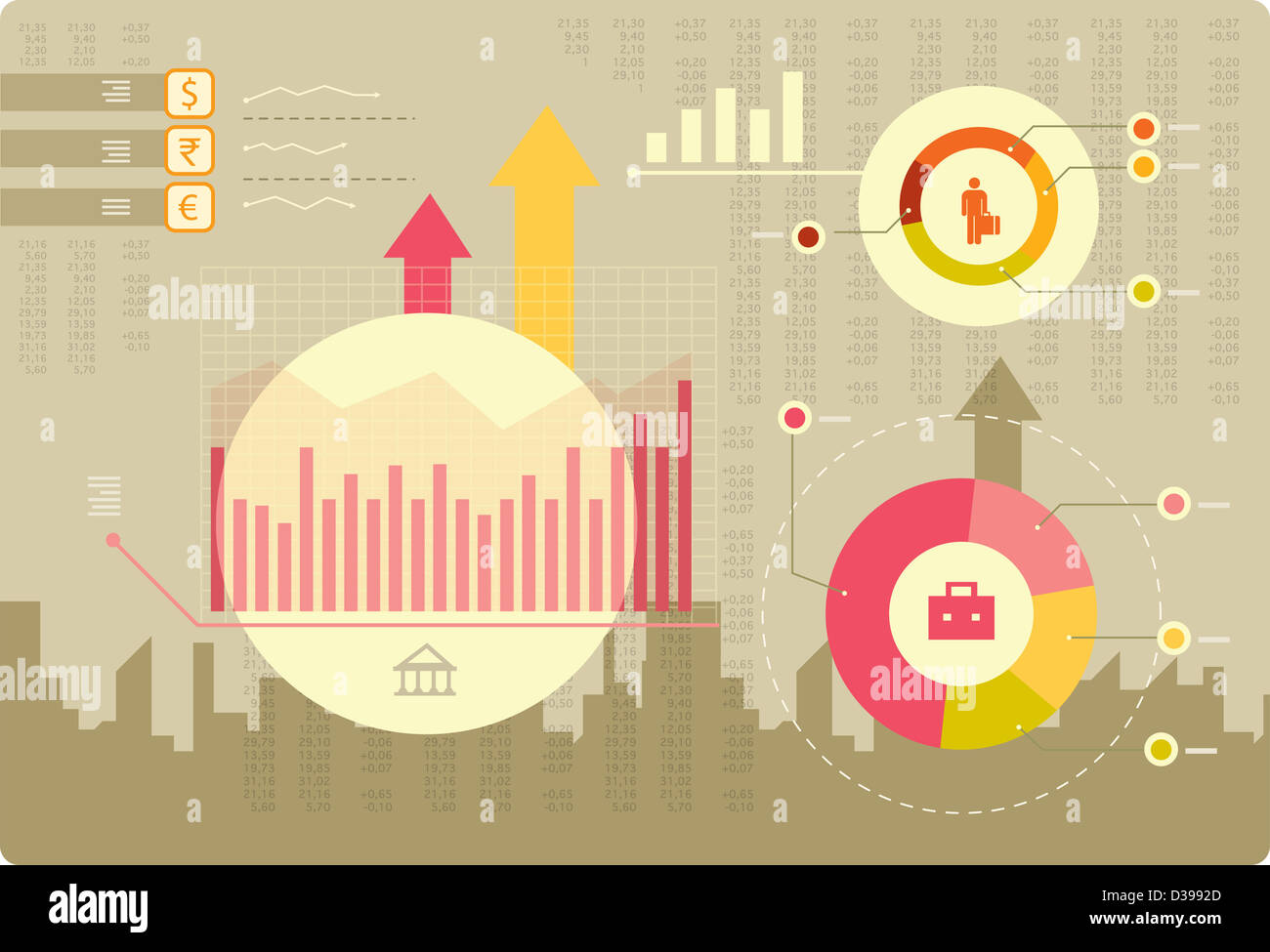 Anschauliches Bild der Aktienmarkt in Infografik Stil Stockfoto