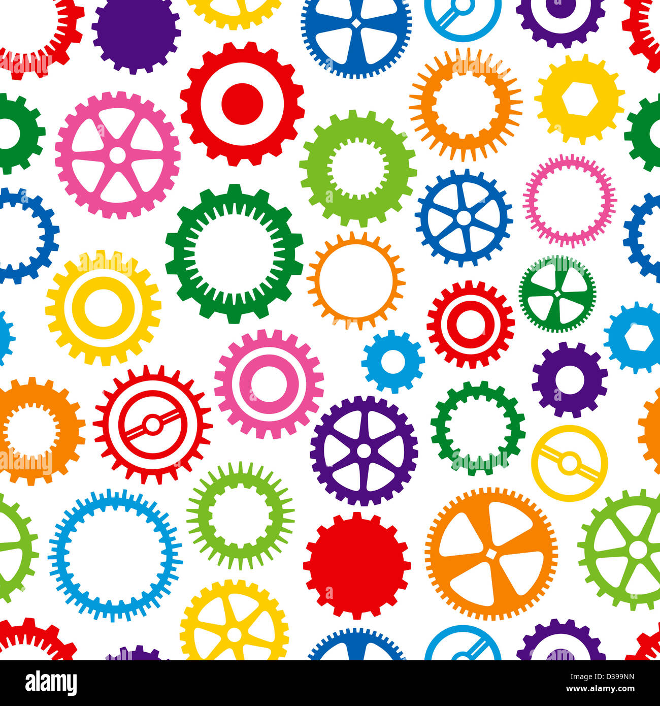 Nahtlose, sich wiederholenden bunte Cog-Hintergrund Stockfoto