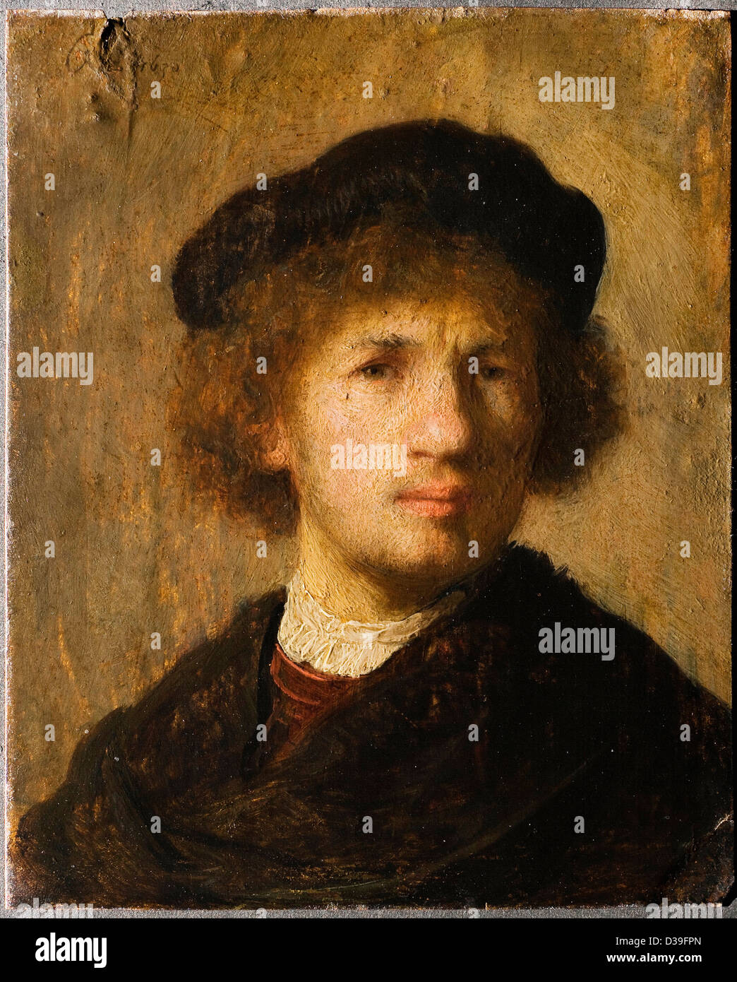Rembrandt van Rijn, Selbstbildnis. 1630 Öl auf Kupfer. Barocke. Nationalmuseum, Stockholm. Stockfoto