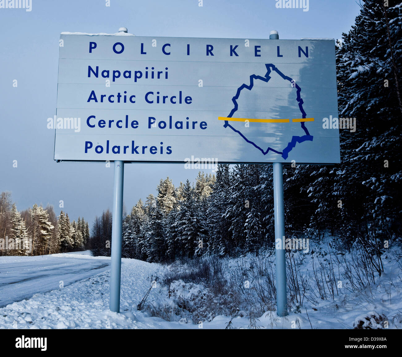 Verkehrszeichen für Polarkreis Stockfoto