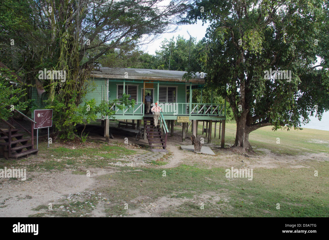 Belize, Crooked Tree Wildlife Sanctuary Visitors Center. Stockfoto