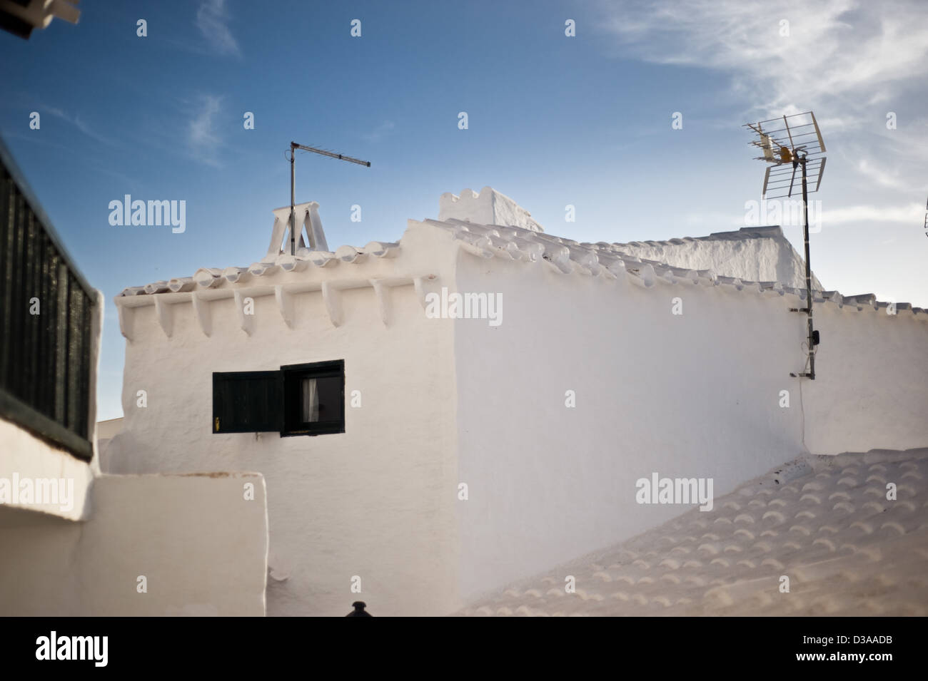 Dach in Binibeca Dorf. Menorca, Spanien. Stockfoto