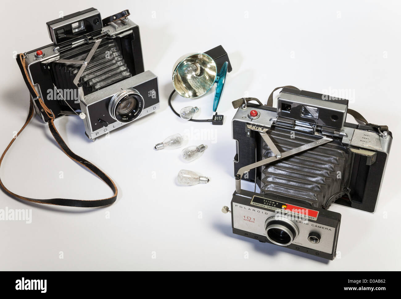 Vintage Polaroid-Kamera-Ausrüstung Stockfoto