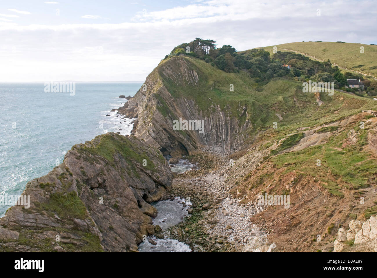 Geologisch attraktive Stair Hole an der Küste von Dorset, Blick nach Westen Stockfoto