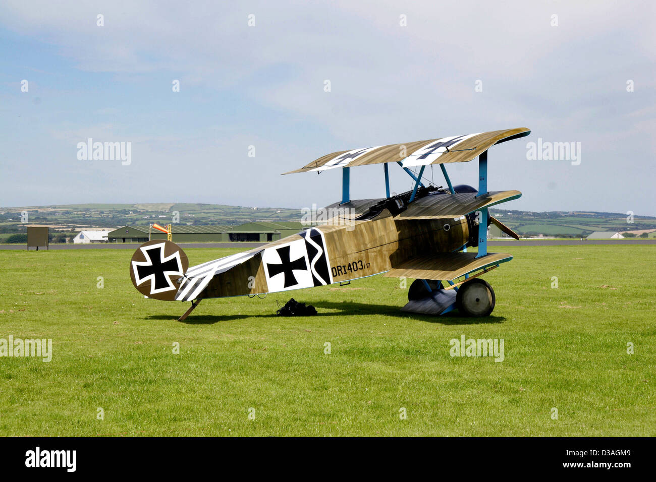 RNAS Culdrose Luft Tag 2007; Replikat Fokker Dreidecker Stockfoto