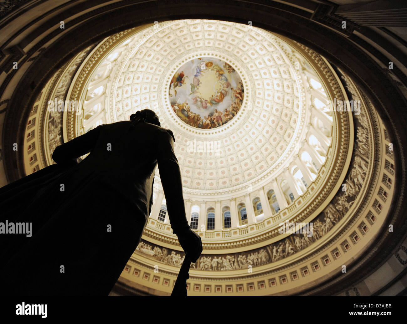 George Washington-Statue in der Rotunde des US Capitol Washington D.C., Stockfoto
