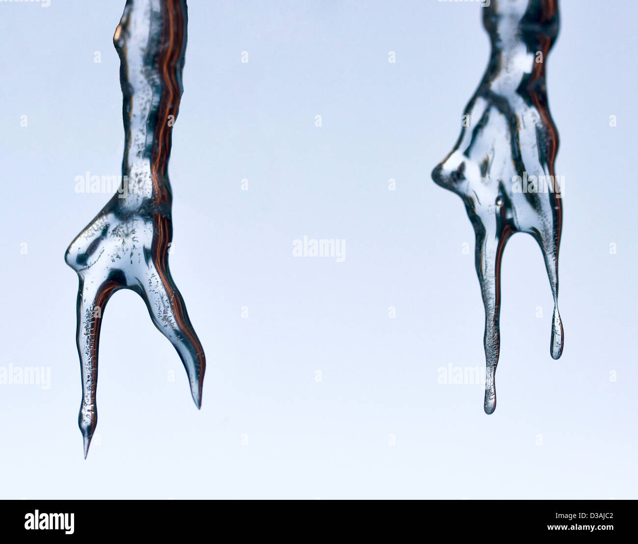 Tropfende Eiszapfen, Wallowa Valley, Oregon. Stockfoto
