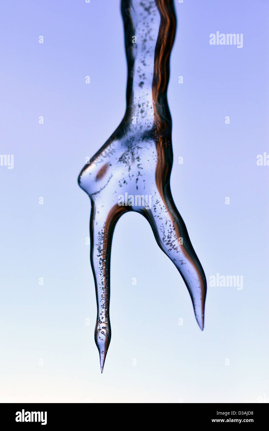 Tropfende Eiszapfen, Wallowa Valley, Oregon. Stockfoto