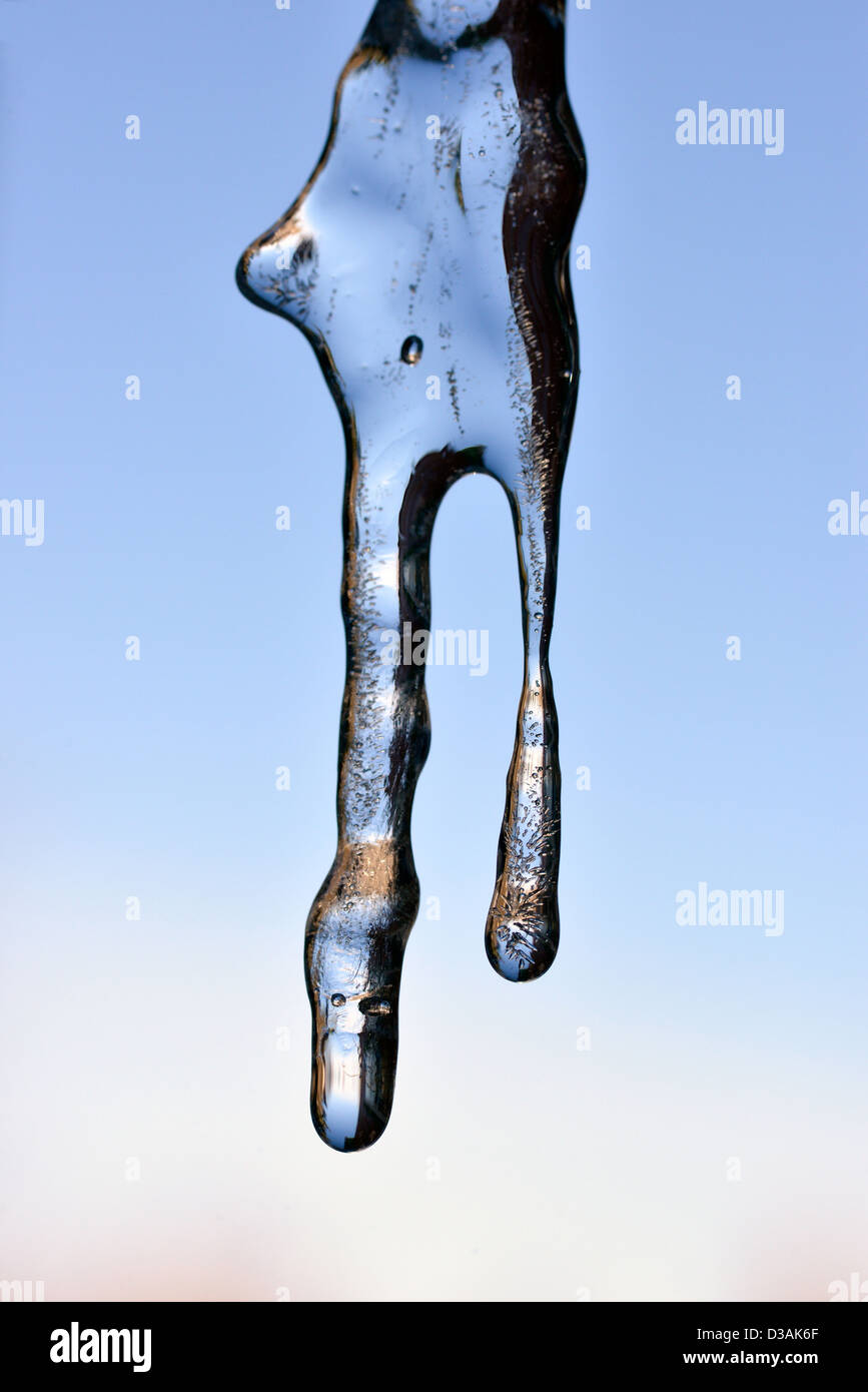Tropfende Eiszapfen, Wallowa Valley, Oregon. Stockfoto
