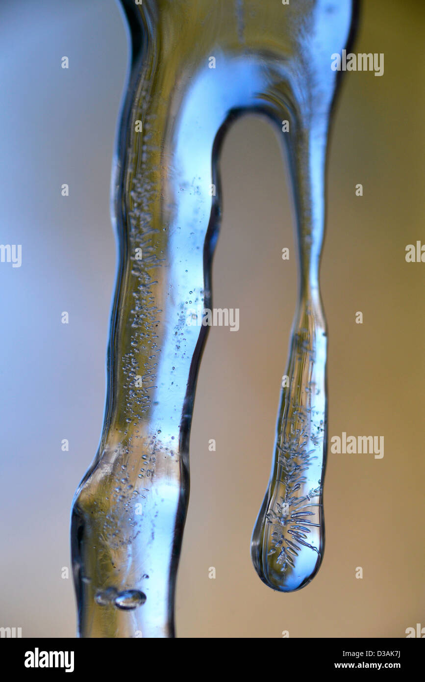 Tropfende Eiszapfen, Wallowa Valley, Oregon. Stockfoto