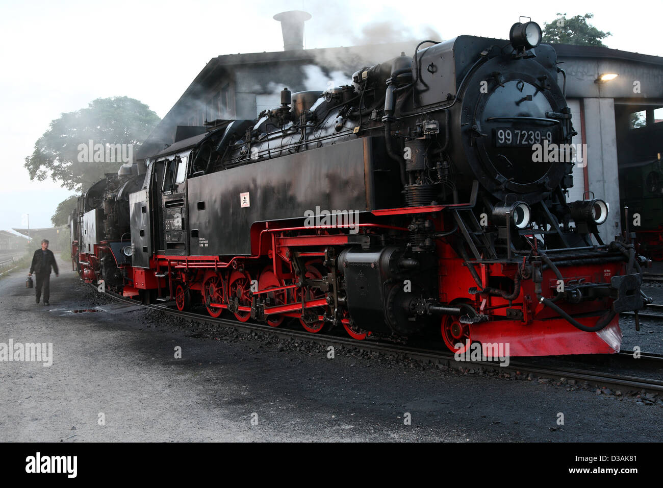 Wernigerode, Deutschland, Dampflokomotiven der Harzer Schmalspurbahn Eisenbahn Ltd. Stockfoto