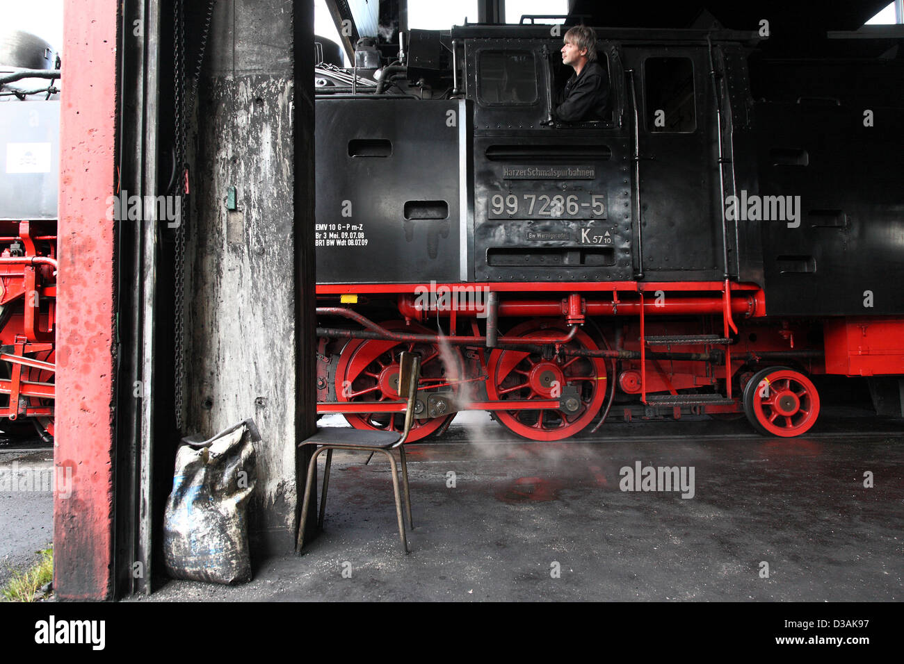 Wernigerode, Deutschland, eine Lokomotive für die Harzer Schmalspurbahn Eisenbahn GmbH Stockfoto