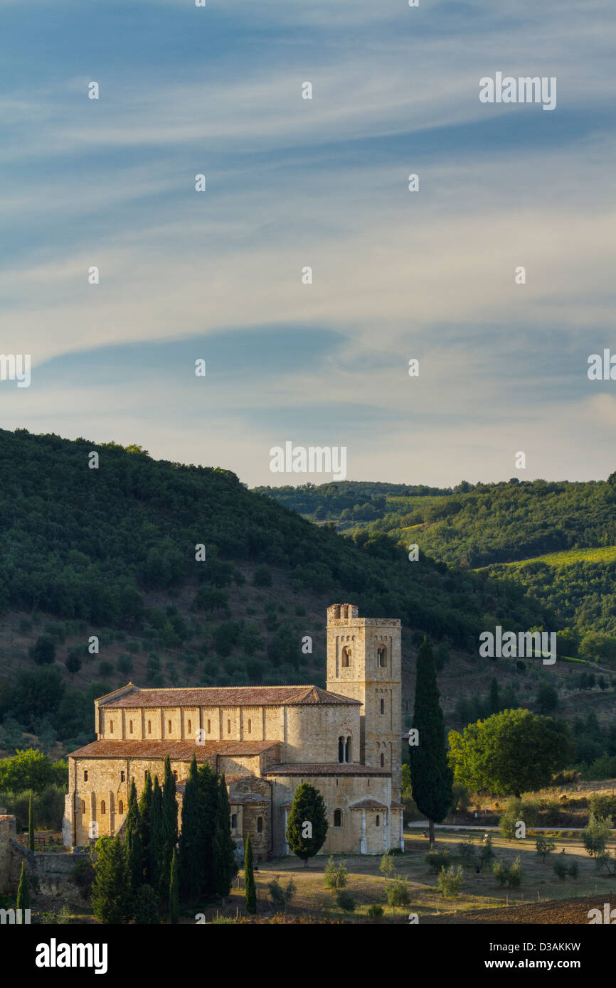 Abtei von San Antimo, Castelnuovo dell'Abate, Montalcino, Toskana, Italien Stockfoto