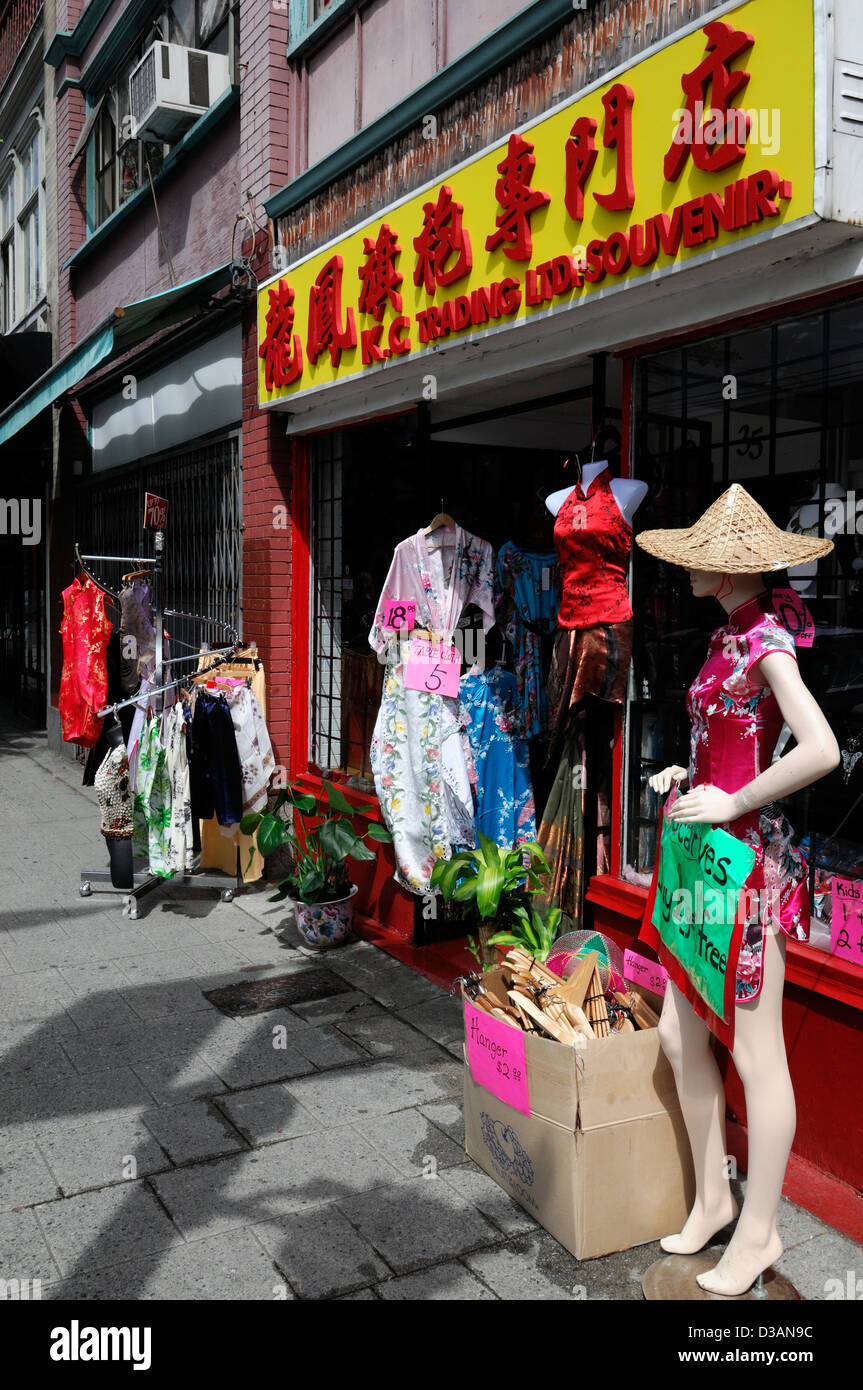 Shop meldet Chinatown Bereich ethnische Straße Straßen Victoria Vancouver Island Stockfoto