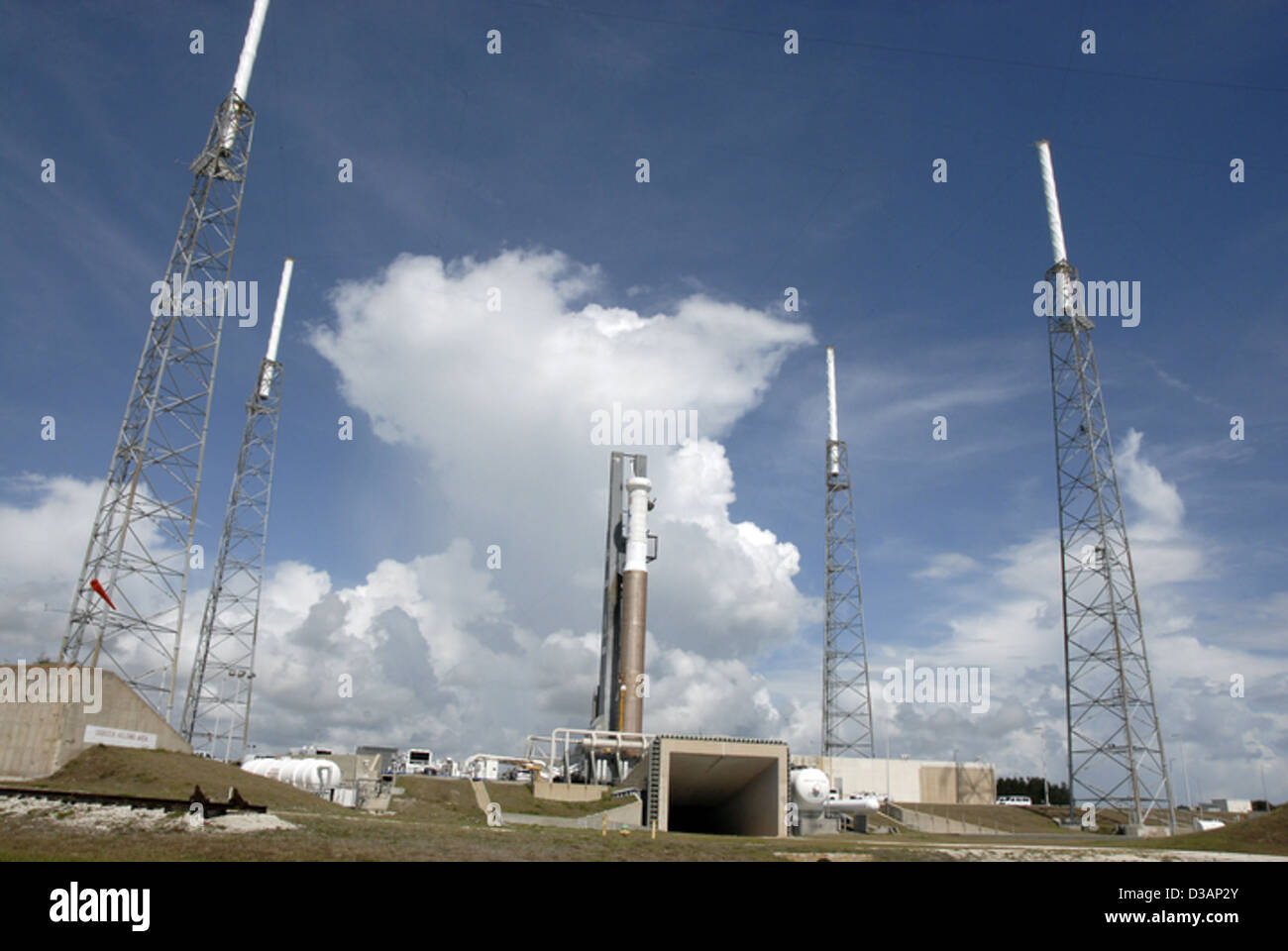 Launch Complex 41, Lightning Türme, Atlas V (NASA, Mond, 17.06.09) Stockfoto