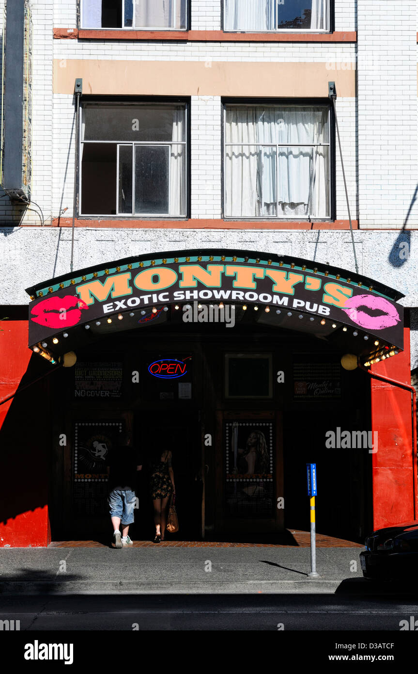 Montys exotische Showroom-Pub-Strip-Club geschlossen heruntergefahren Sanierung saniert-Victoria-Vancouver-Insel Stockfoto