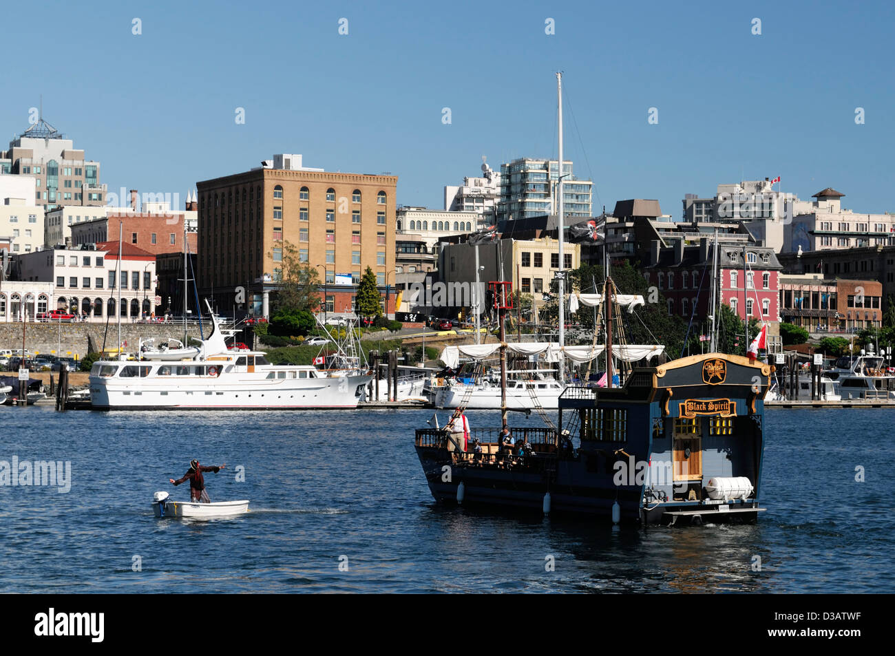 Black Spirit Piraten Abenteuer Abenteuer Schiff Tourismus Piraten Spaß Aktivitäten Aktivität Inner harbour von Victoria Vancouver Island Stockfoto