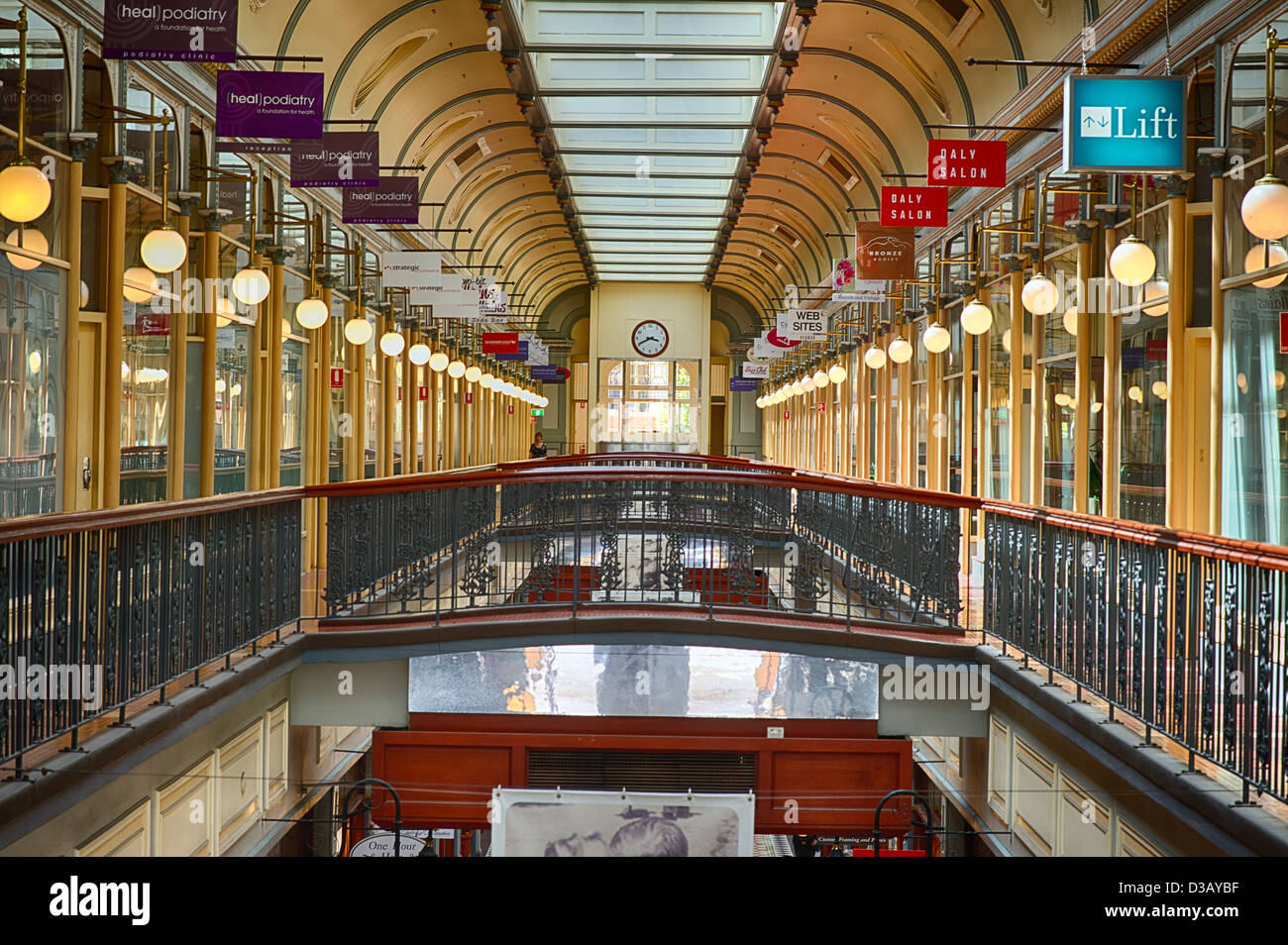 Die reich verzierten Adelaide Arcade Shopping Mall in Australien. Stockfoto