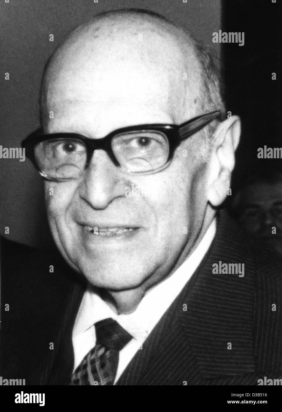 (Dpa-Dateien) - Max Horkheimer, deutscher Philosoph und Soziologe, in Deutschland, Juli 1970 abgebildet. Er gehörte zu den Mitbegründern der kritischen Theorie der "Frankfurter Schule". Horkheimer war in Stuttgart, Deutschland, am 14. Februar 1895 geboren und starb am 7. Juli 1973 in Nürnberg. Stockfoto