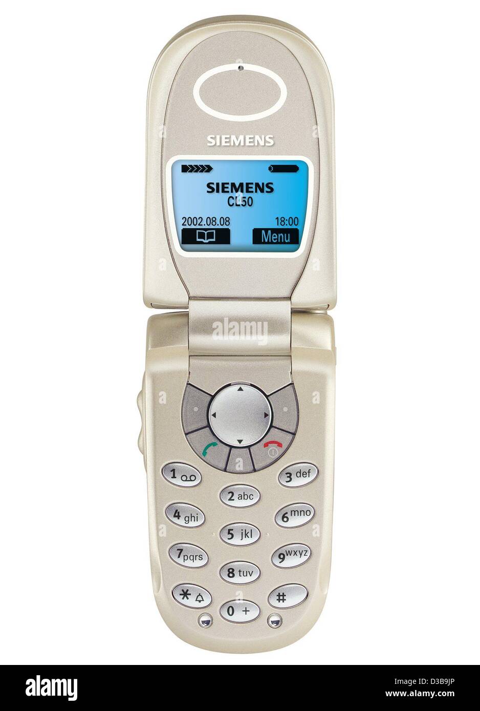(Dpa) - zeigt ein undatiertes Foto Handout von Siemens die neue Siemens CL 50 Handy. Es ist das erste versenkbare Handy von Siemens. Es wird ab Januar 2003 verfügbar sein. Stockfoto