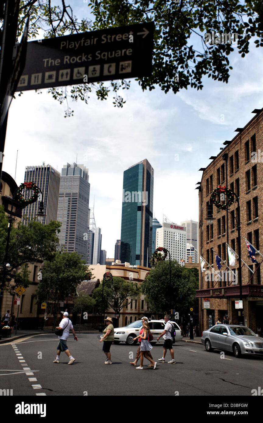 Das Einkaufsviertel in der Innenstadt von Sydney New South Wales Australien bekannt als "The Rocks" Stockfoto