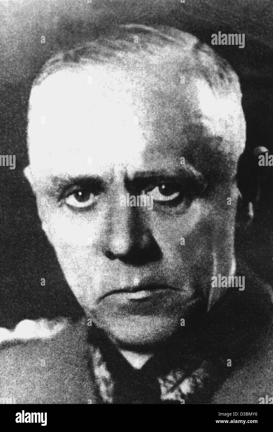 (Dpa-Dateien) - Ludwig Beck, Widerstandskämpfer und ehemaliger General der Armee Deutsches Reich, in ein zeitgenössisches Bild abgebildet. Beck, die half, die deutsche Armee von 1933-38 wieder aufzubauen. Trat ein Jahr später, als es offensichtlich wurde, die Generäle Wou aber im Jahre 1938 wurde er Chef des Generalstabs Stockfoto