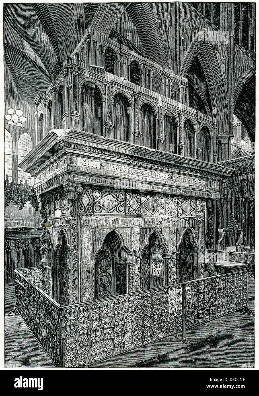 Vintage Gravur der Schrein von Eduard dem Bekenner, Westminster Abbey Stockfoto