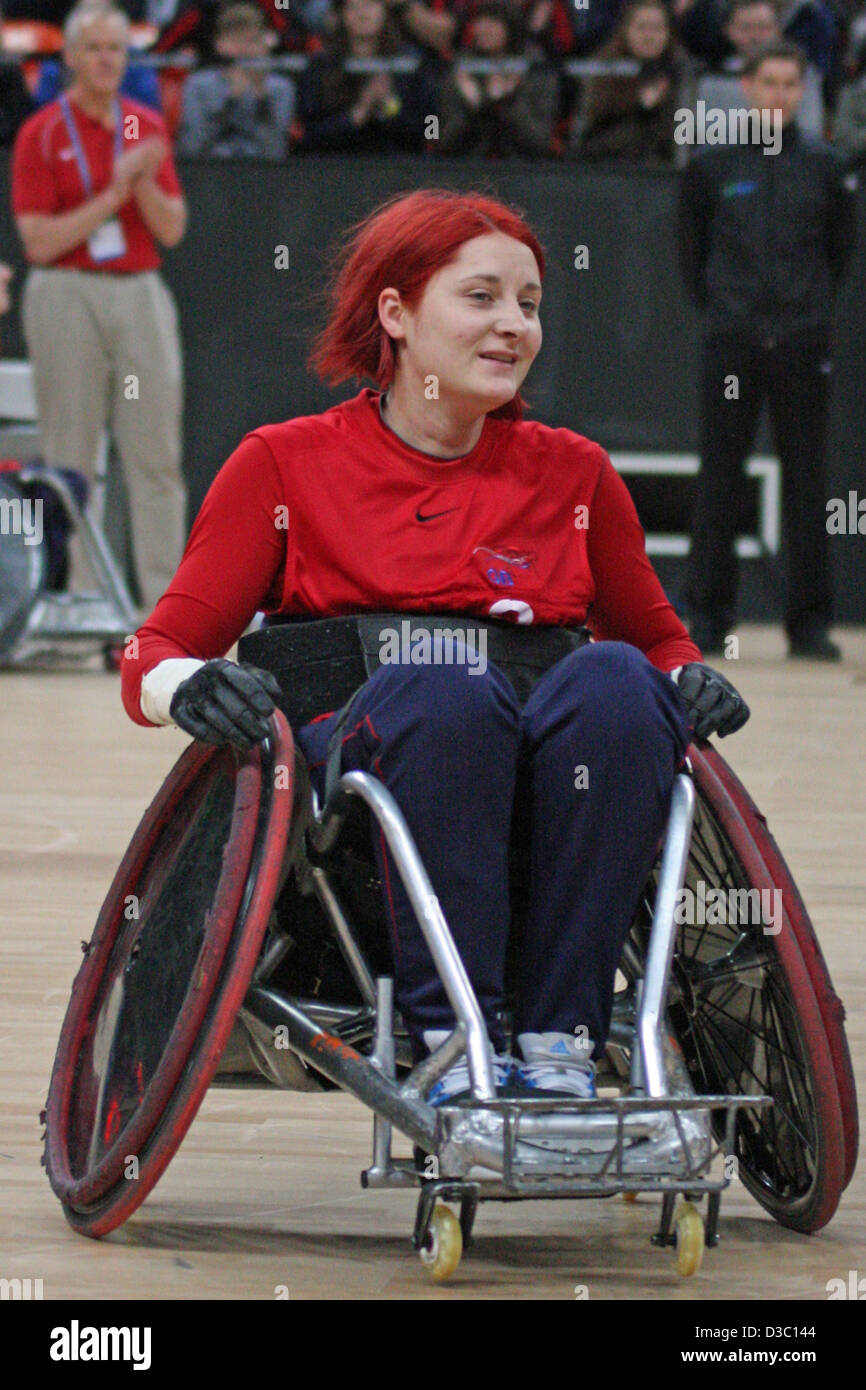 Kylie Grimes GB V Australien in den Rollstuhl-Rugby in der O2 Arena. Stockfoto