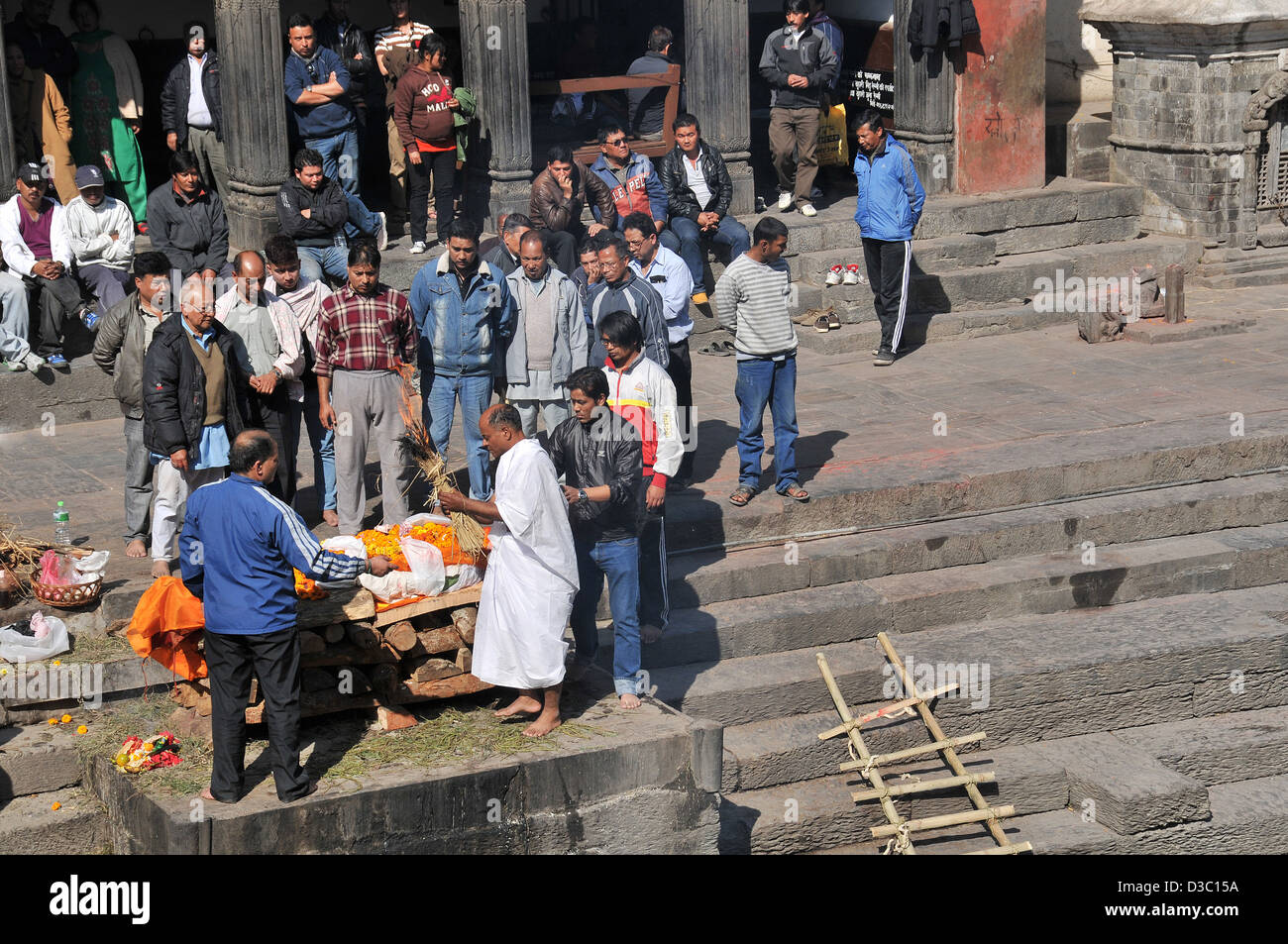 Pashupatinath Heiligtum Bagmati Fluss Kathmandu Nepal Stockfoto