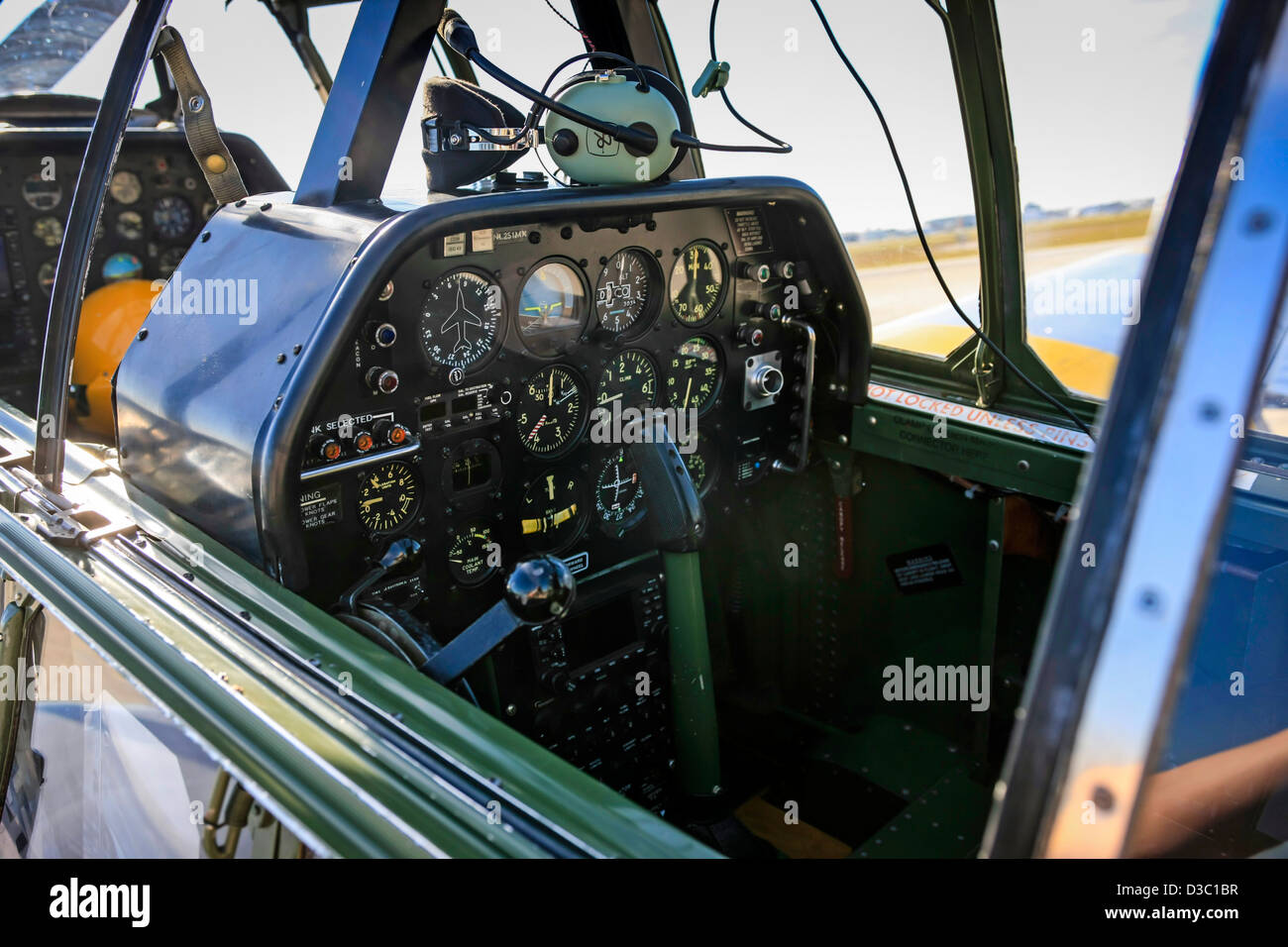 WWII North American P51C Mustang Kämpfer Flugzeug hinteren Cockpit auf diese Ausbildung-Version des berühmten Flugzeugs Stockfoto