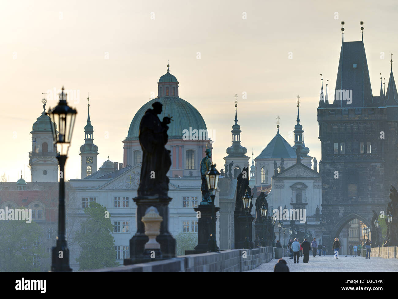 Charles Brücke am frühen Morgen, Prag Stockfoto