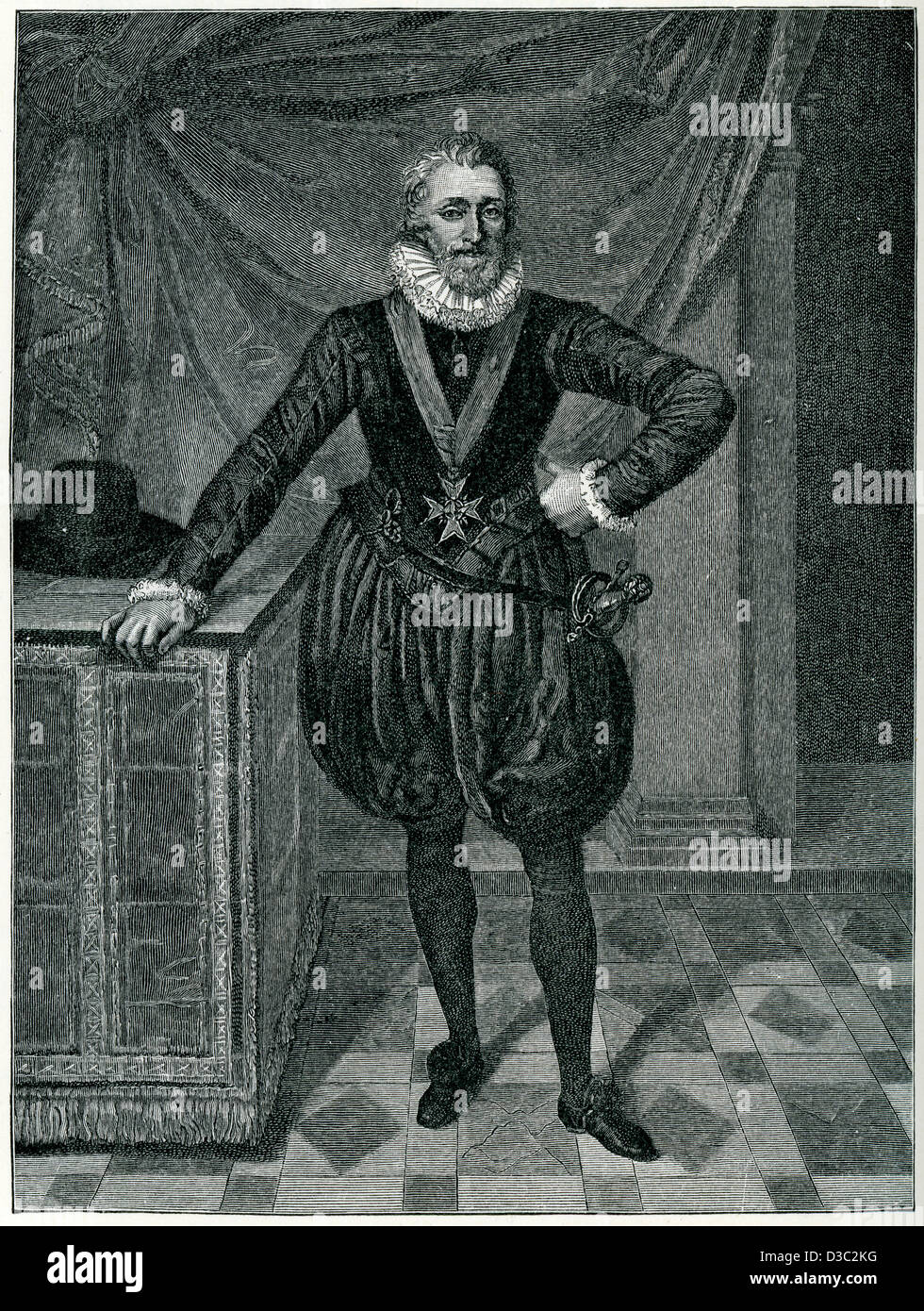 Vintage Porträt von König Henry IV von Frankreich, nach Porbus Stockfoto