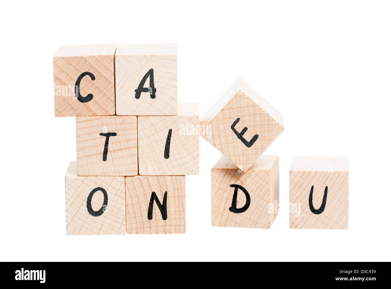 Wand colapsing welche Zauber-Bildung. Weißen Hintergrund. Stockfoto