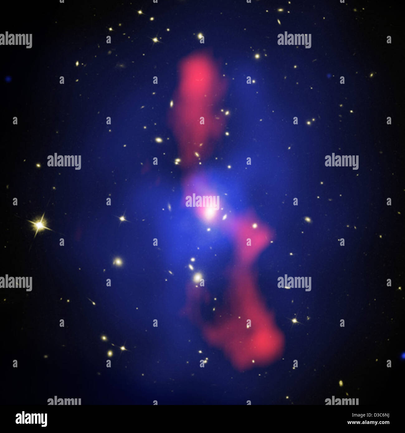 Schwarzes Loch sprengt Loch in Galaxienhaufen (Redux: NASA, Chandra, 02.11.06) Stockfoto